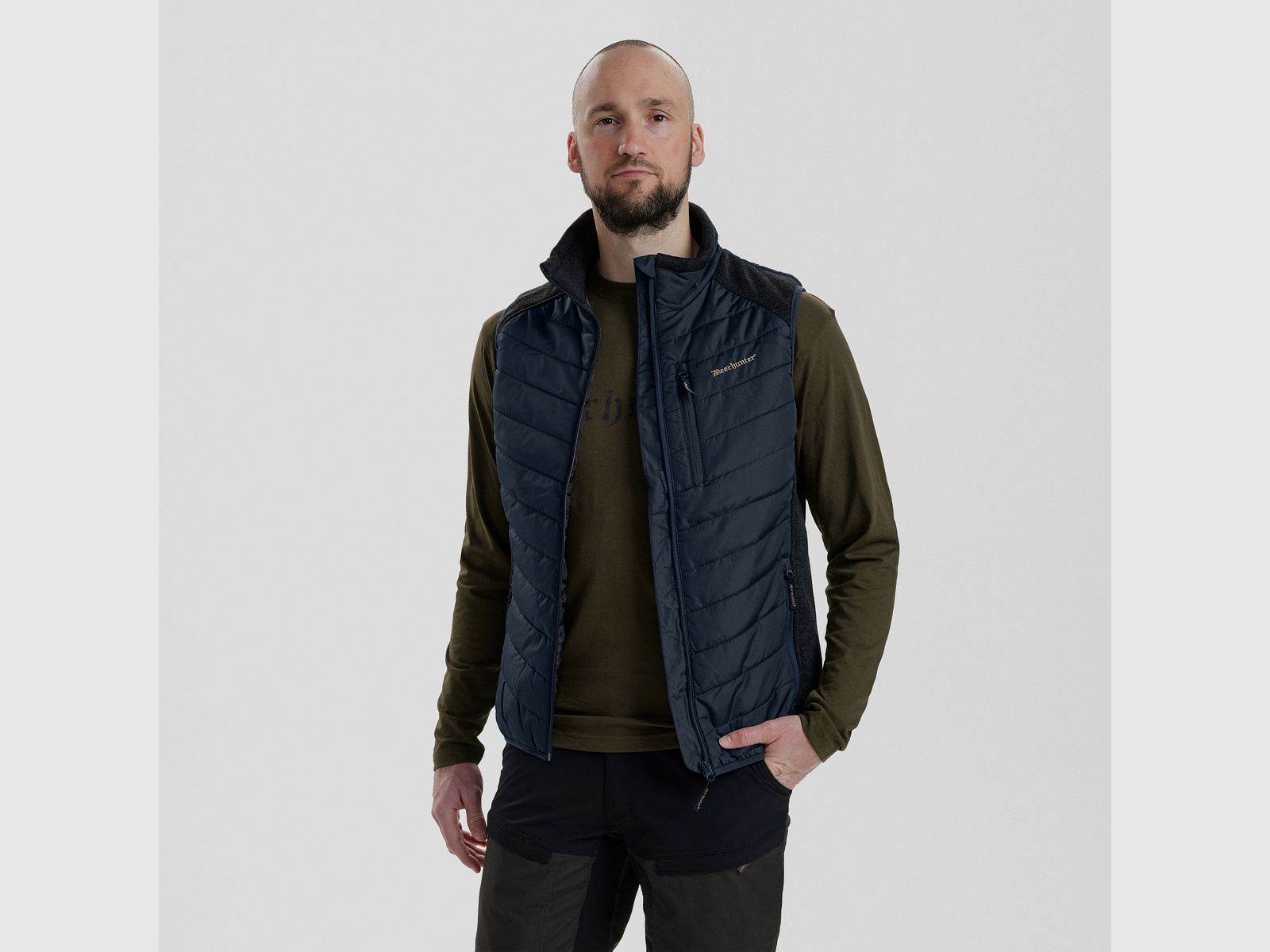 Moor Wattierte Weste mit Strick - Dark Blue – Größe: M