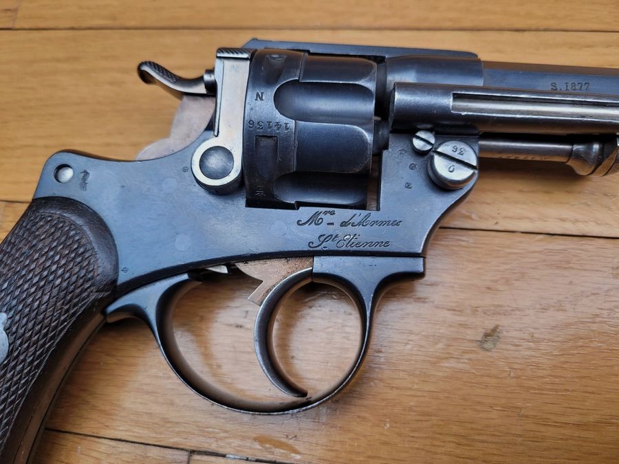 Sehr schöner Offiziersrevolver Mod 1874 – vollständig monomatrikulierte Waffe – MAS von 1877 – noch in seinem strohgelben Zustand – Top Zustand, Bild 4 von 30