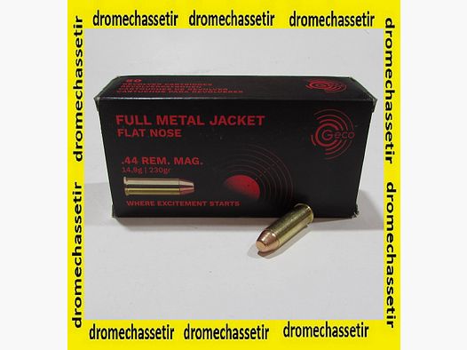 boite 50 cartouches Geco calibre 44 Rem Mag 230 grains FMJ flat nose