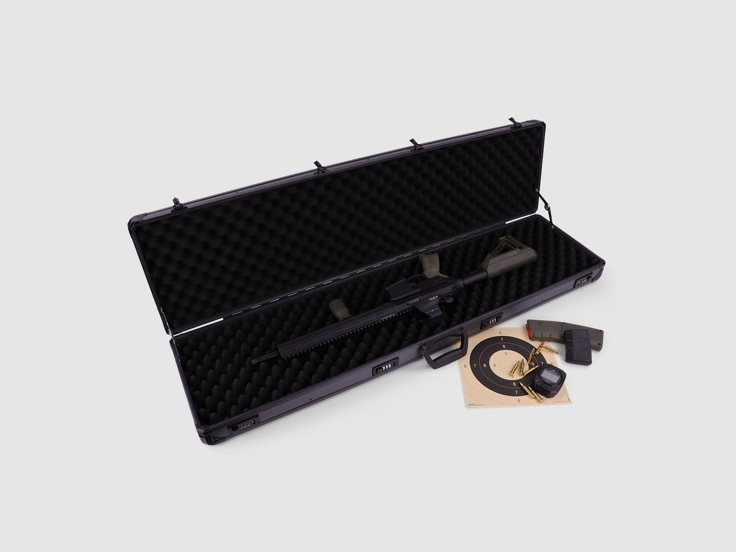 Custodia per fucile invernale W12 – lunghezza interna 119 cm – 1 fucile lungo – 4 serrature a combinazione – protuberanze (Grigio)