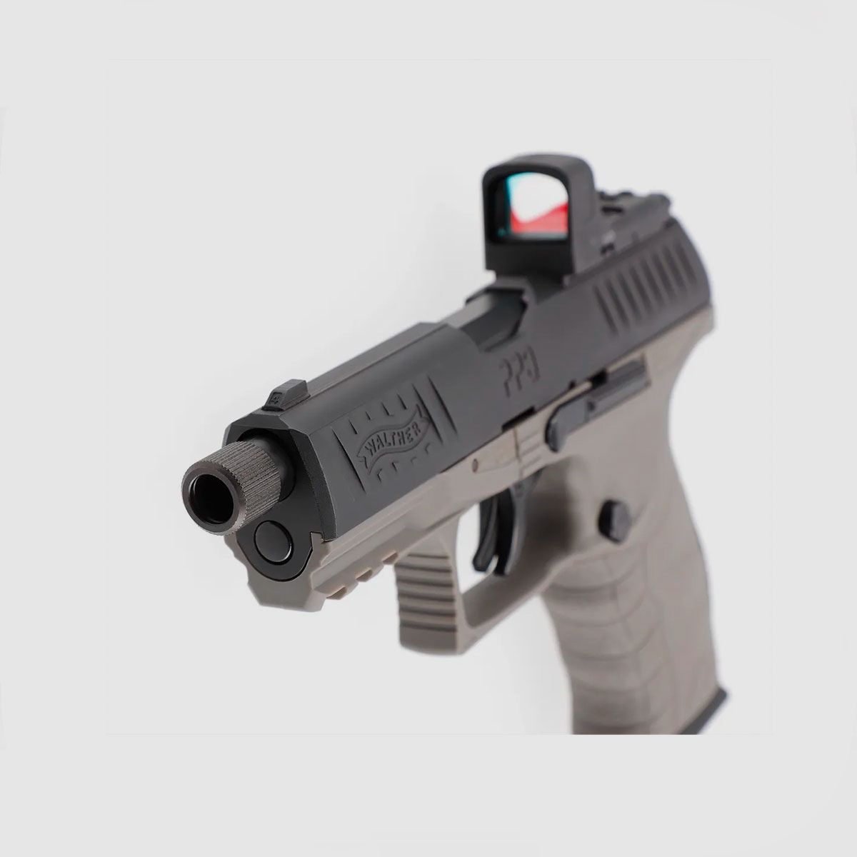 CO2-PISTOLE – UMAREX – WALTHER PPQ M2 Q4 TAC Combo 4,6″ Set 4,5 mm (.177) Pellet, CO₂, < 3,0 J, Tungsten-Grau, Bild 5 von 7