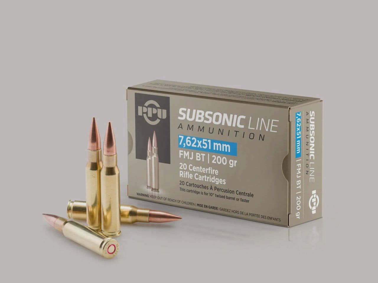 PRVI/PPU .308 Win. FMJ BT Subsonic 200 gr - 20 Stk.
