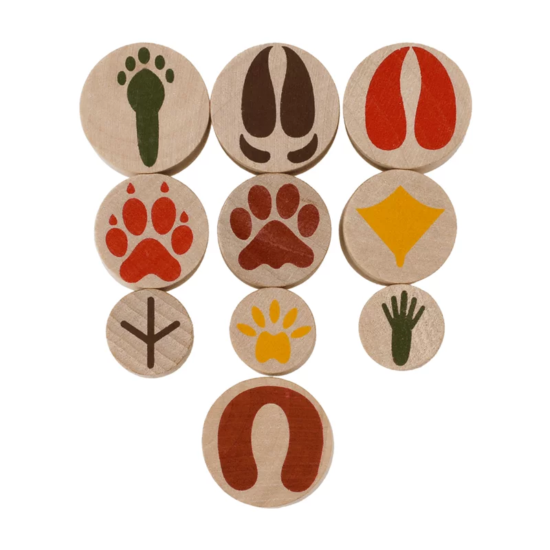 Houten stempel klein "Dierensporen" (10-delig), afbeelding 1 van 2
