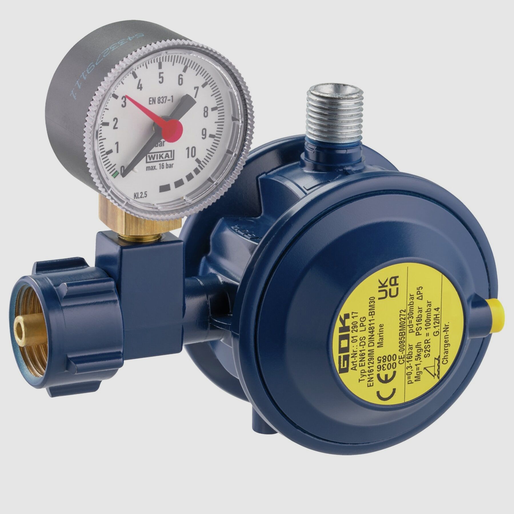 Gas regulator 1.5 kg/h, KLF x G1/4LH-KN-90G UEDS MAN MAR