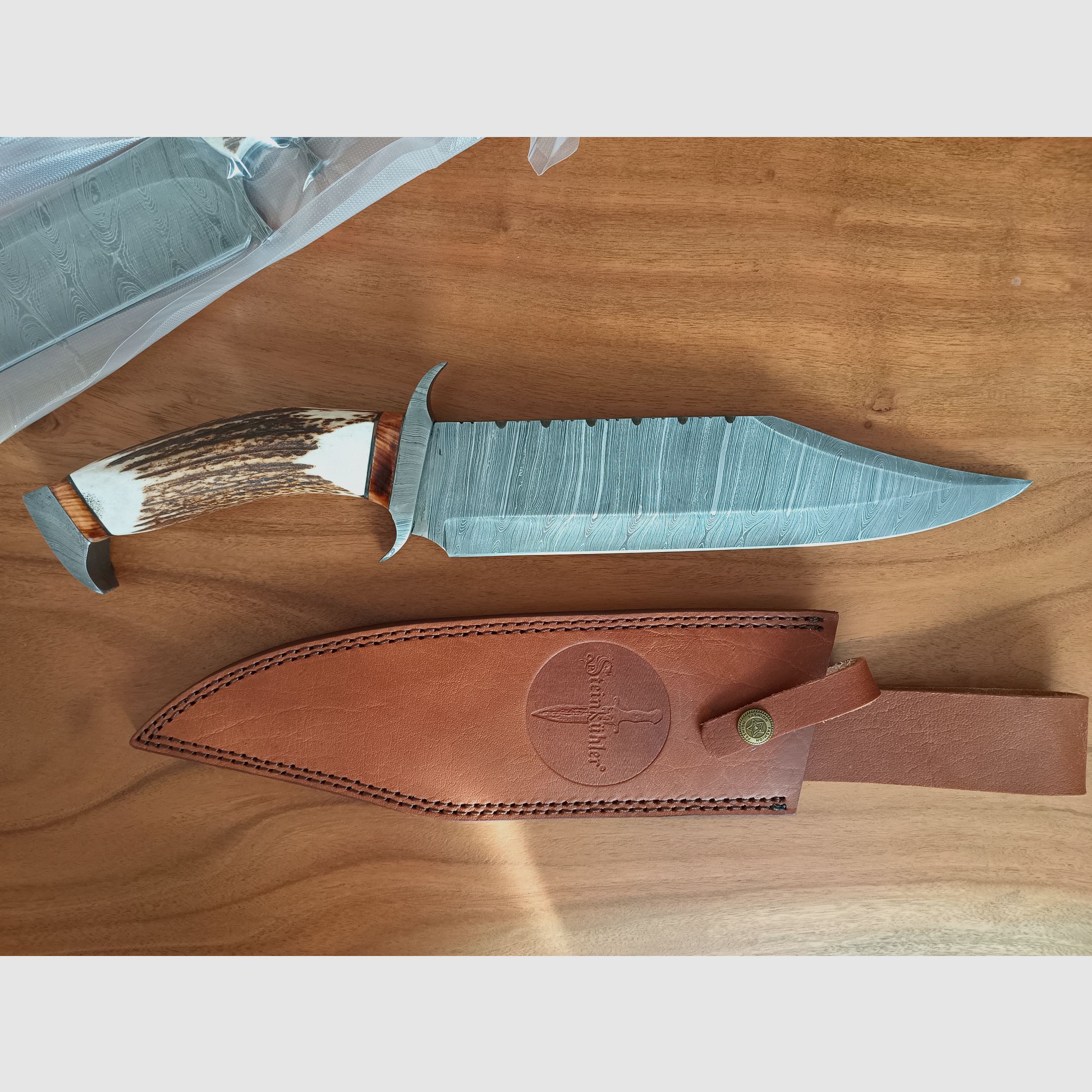 Damast Jagd Bowie Messer 43 cm – Limitierte Auflage (Nur 3 Stück) Neu !