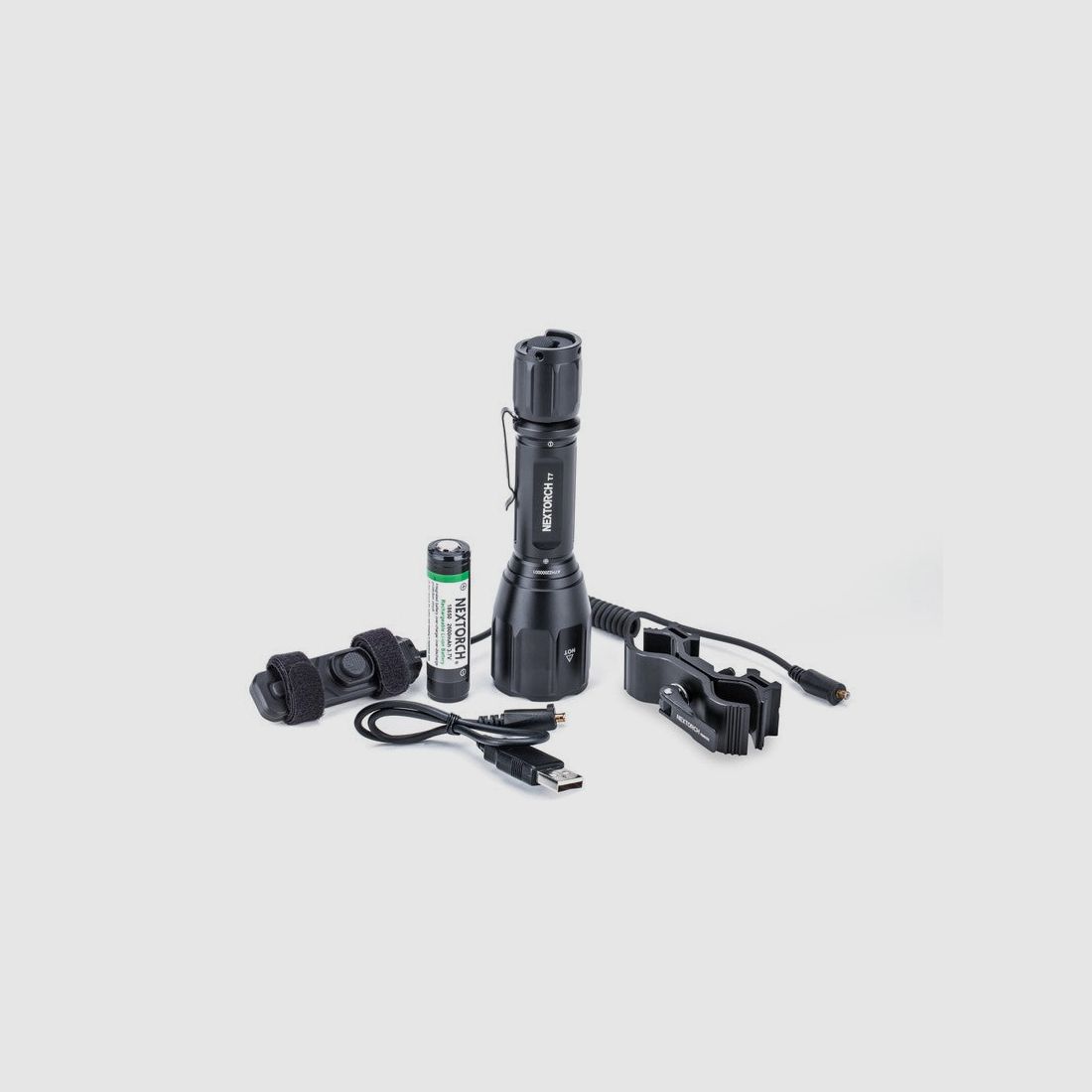 NEXTORCH T7 V2.0 SET Lampe de Poche de Chasse – Portée de 420 m incl. Support et Interrupteur à Câble