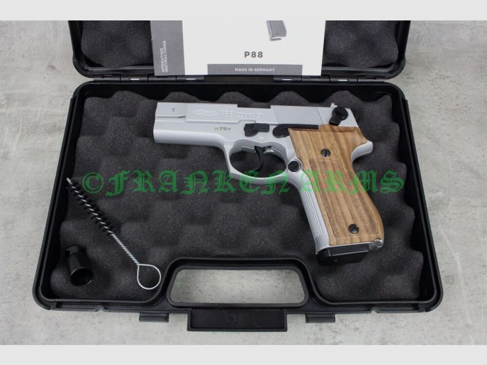 Umarex Walther P88 Compact 9mm P.A. vernickelt Holzgriffschalen