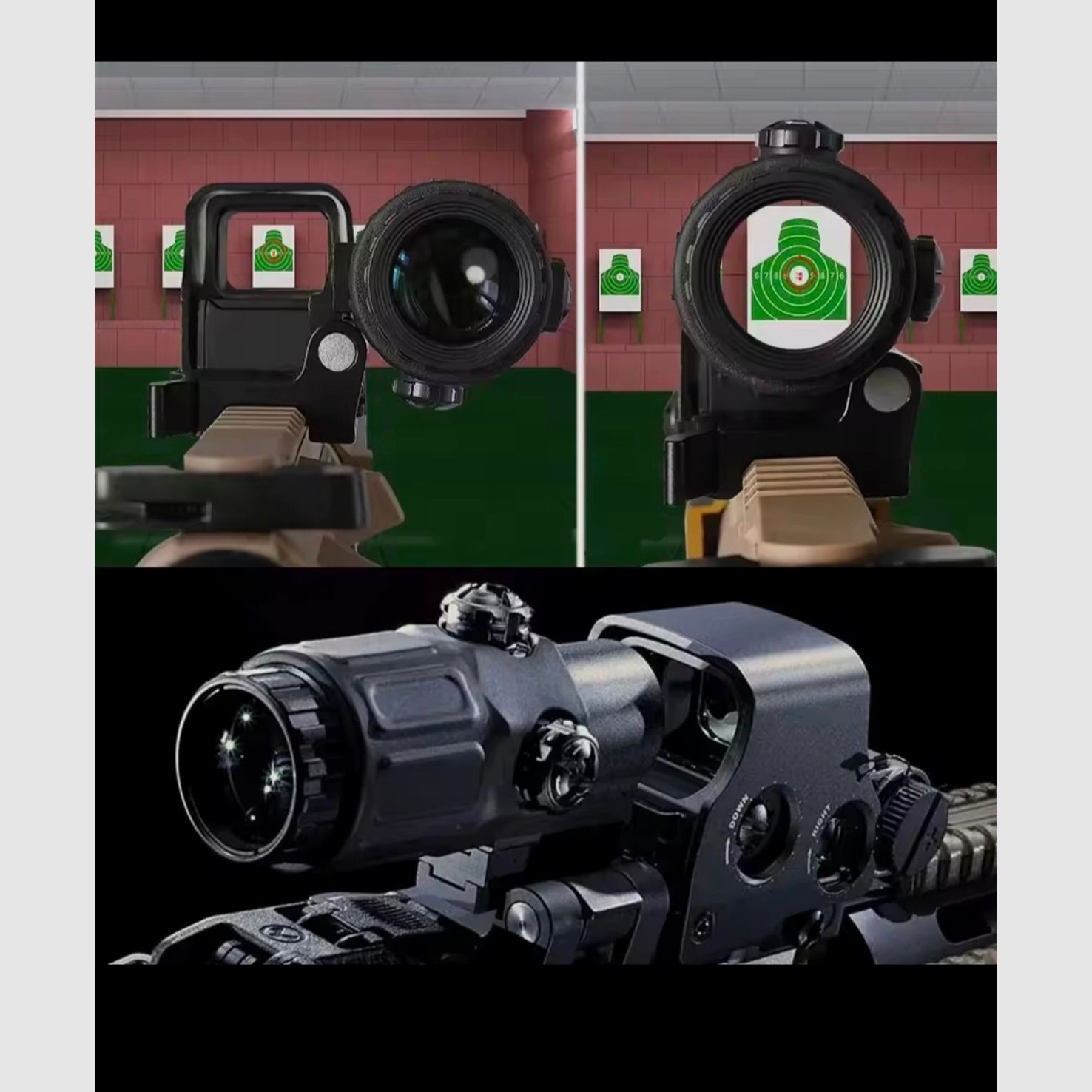 Red dot sight with foldable magnifying glass