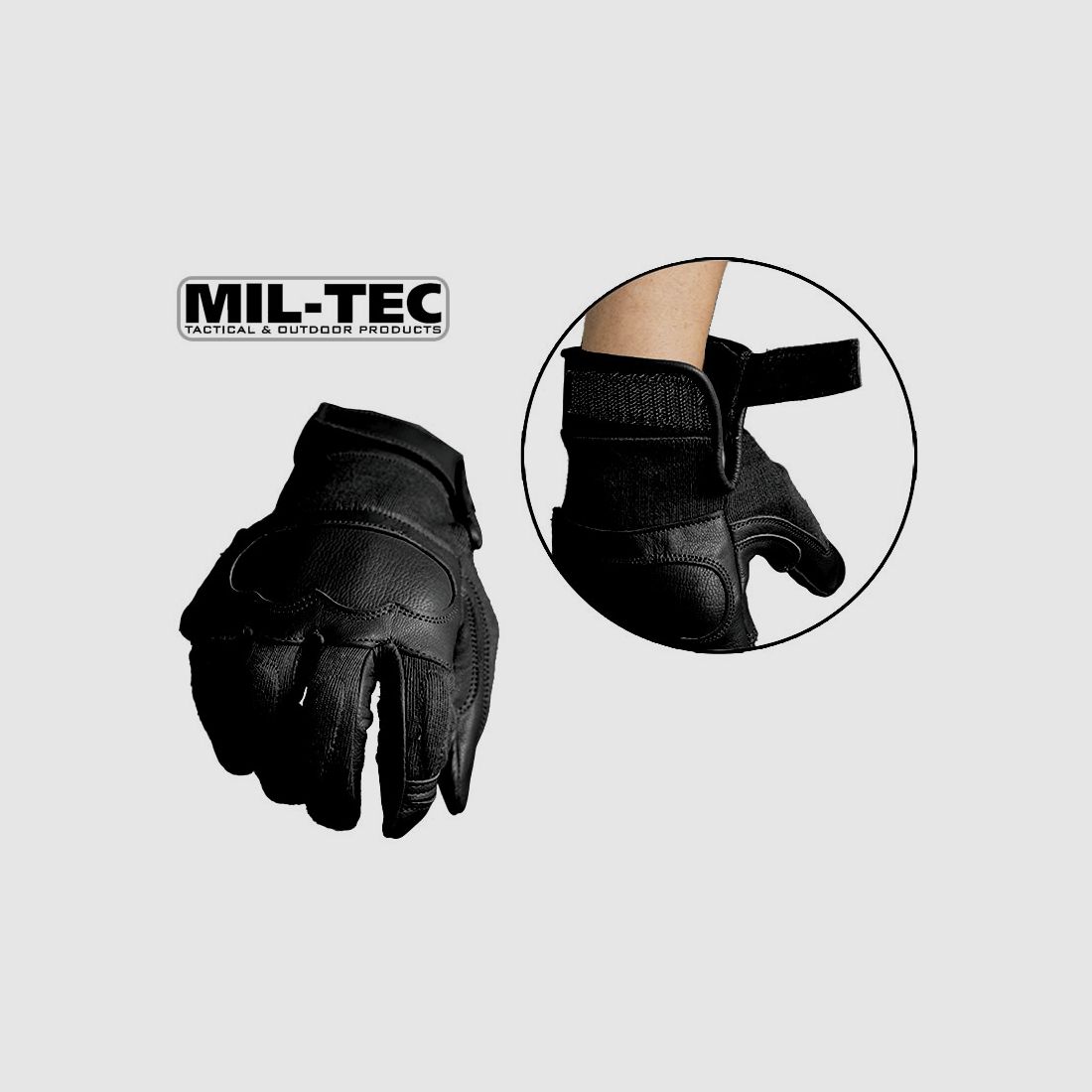 B-Ware taktische Lederhandschuhe MIL-TEC schnitthemmend KnĂ¶chelschutz Polsterung GrĂ¶Ăźe L schwarz