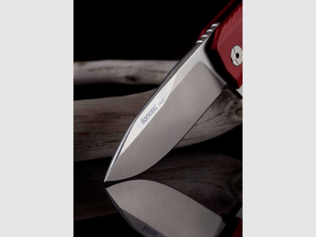 Lionsteel ROK Aluminium Taschenmesser, rot, satiniert