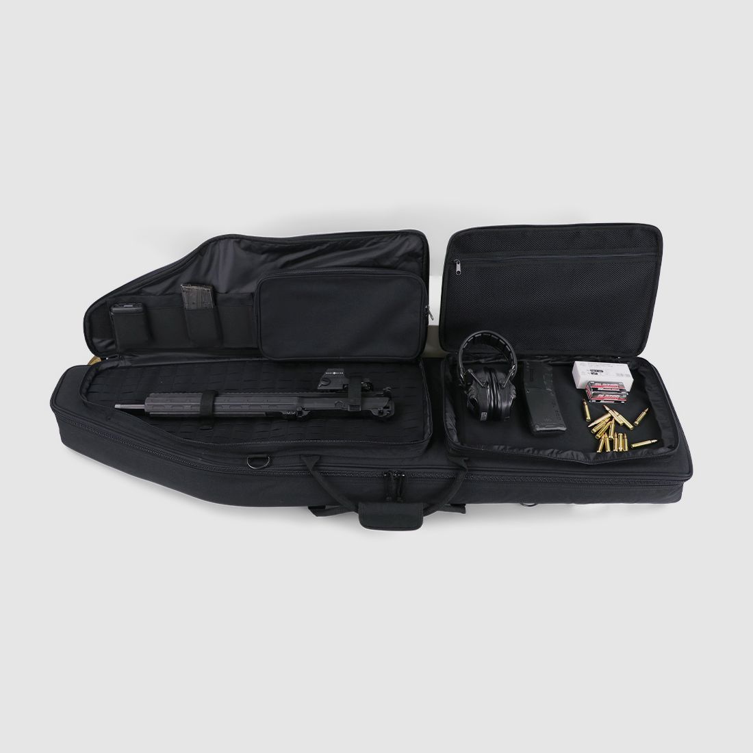 Housse d'arme d'hiver Olympic 130 cm – Laser-Cut MOLLE, Shockcord, système de transport de sac à dos, nylon 1000D (nuit)