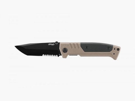 Coltello Walther PDP Tanto Folder Serrated FDE, lama in acciaio D2 con filo seghettato