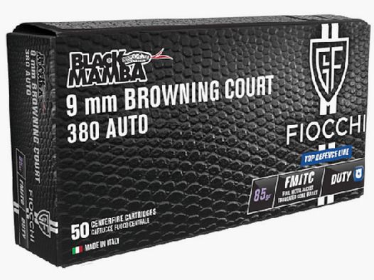 Munition FIOCCHI Top Defence BLACK MAMBA – 9mm kurz – 85 grains – FMJTC