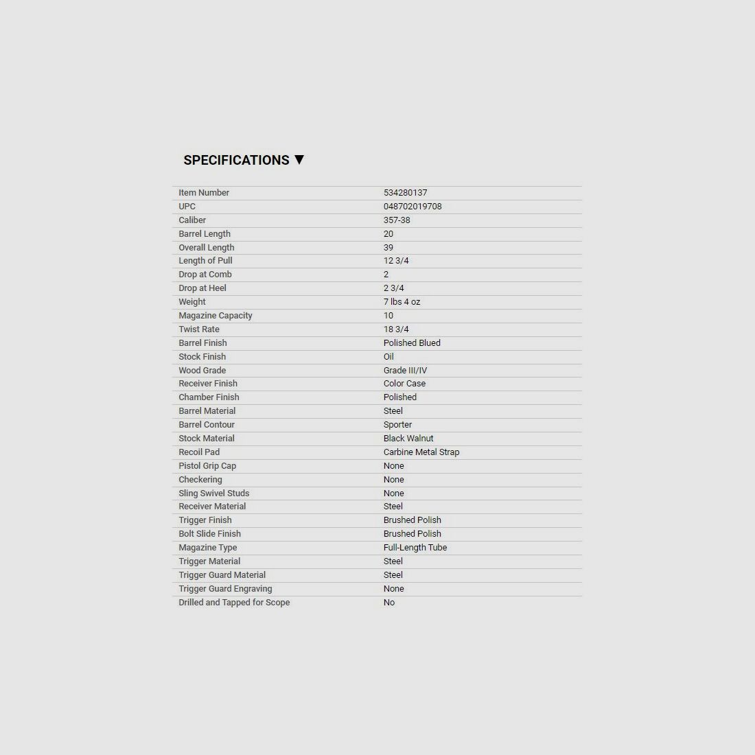 Winchester 1873 Competition Carbine High Grade Color Case .357 Mag. (MIROKU MANUFACTURE) In Stock