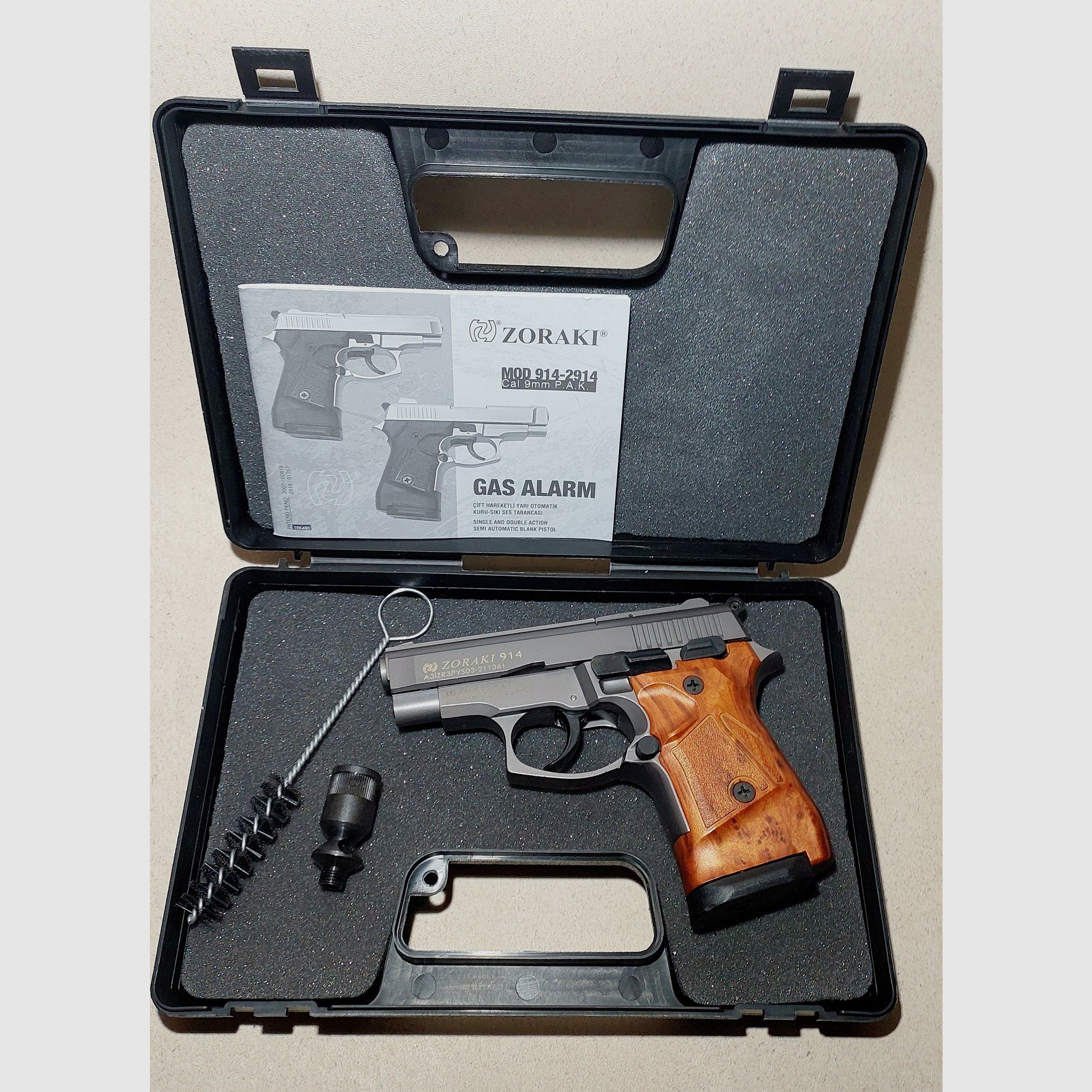 Zoraki 914 Schreckschuss Pistole 9mm P.A.K. titan Holzoptik (1014) neuwertig!