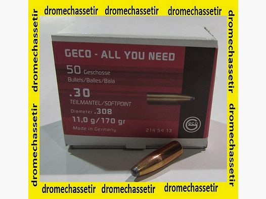 Box mit 50 Geschossen Geco Teilmantel, Kal. 30, 170 gr