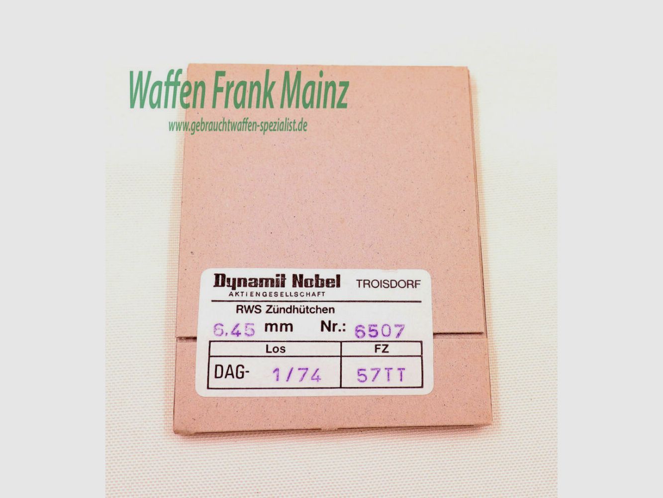 RWS (Dynamit AG) Nuremberg 6,45 mm allumage Berdan