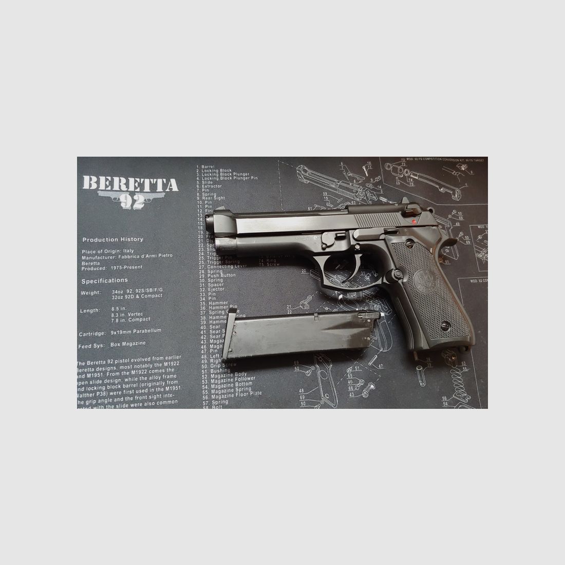 Beretta 92F Pistole Vollmetall DEKO