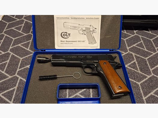 Colt Government 1911 A1 SRS pistol black wooden grips 9 mm P.A.K. new!