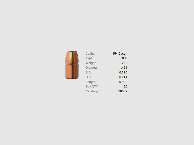 Barnes Geschoss .454 Casull/.451 250GR XPB Pistol FB 20 Stück