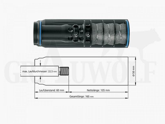ERA®Silencer SOB 3D Schalldämpfer Edelstahlgeflecht für .308 / 7,62 mm mit Gewinde M14x1