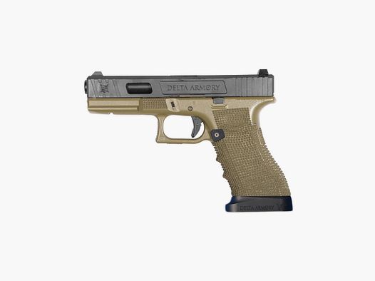 P02 GBB Pistola Airsoft con Grip Stippling in Oliva | Delta Armory