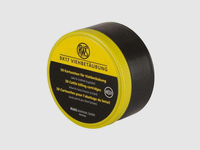 RWS KARTUSCHEN VOOR SCHOTAPPARATEN - 9x17MM - GEEL - VOOR GROTE DIEREN