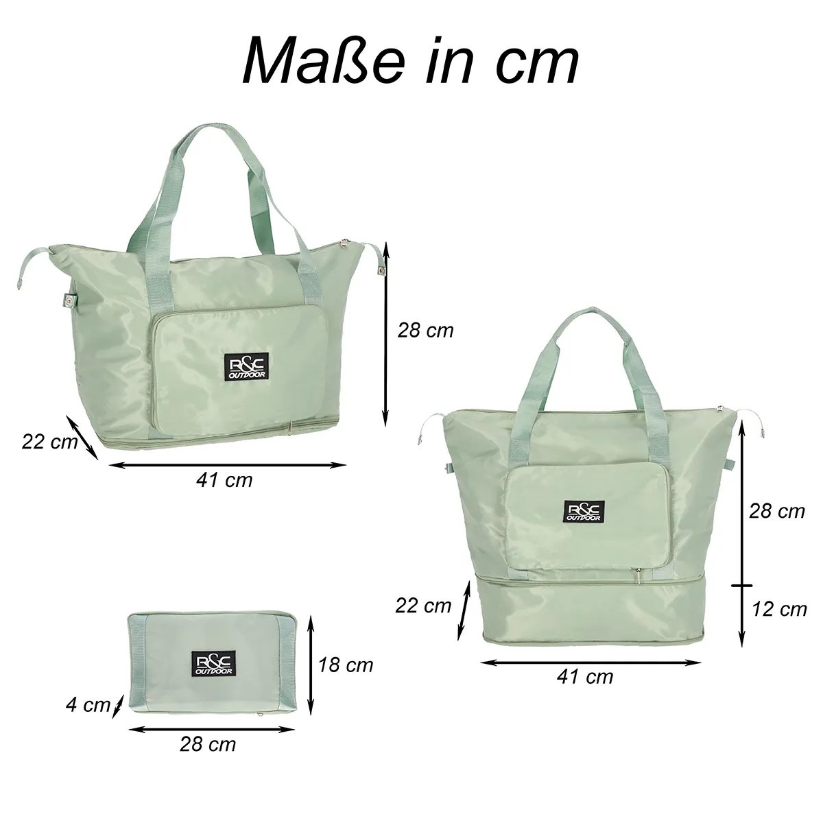 Bag da viaggio verde pastello pieghevole, immagine 8 di 8
