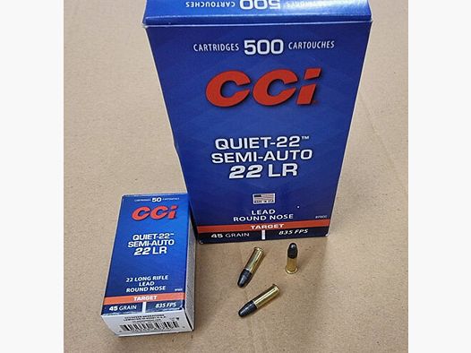 .22LR 45grs CCI Quiet-22 Semi-Auto 500 Stk. No. 975