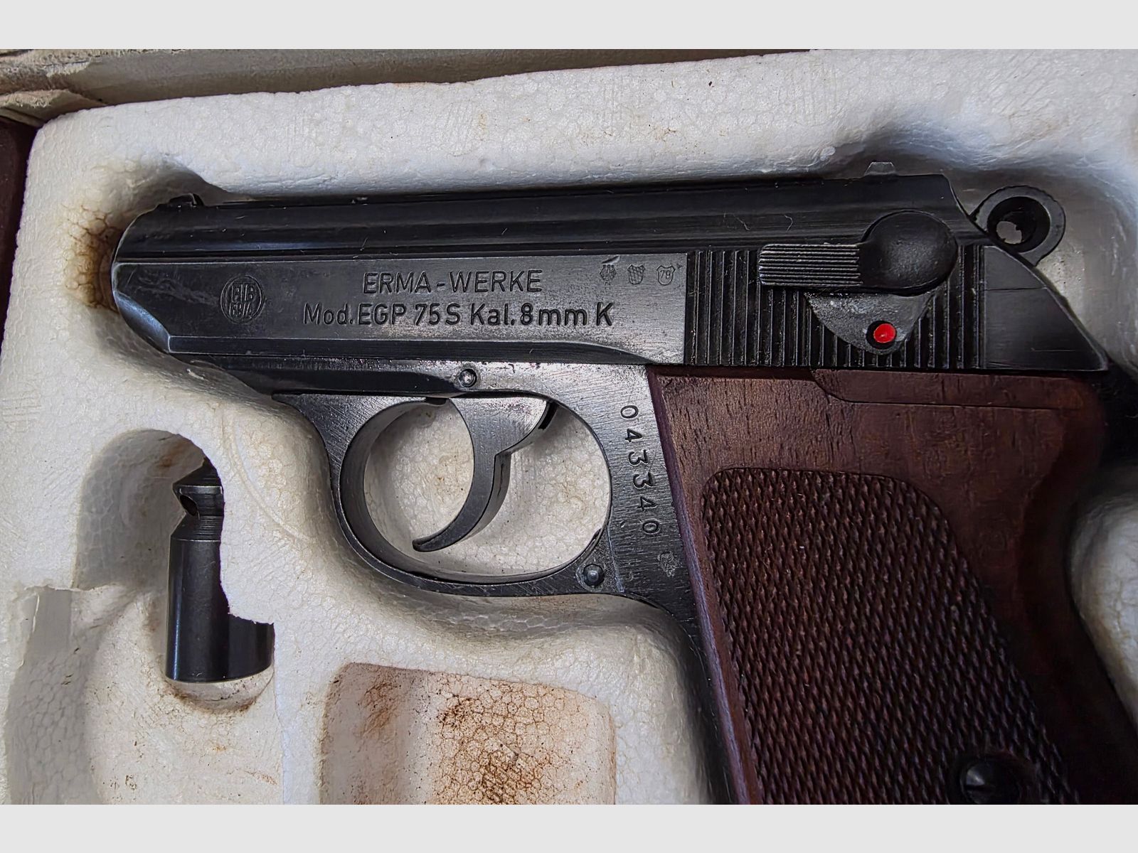 SRS Schreckschuss Pistole Erma EGP 75 S Beschuss 1978 im Kaliber 8mmK PTB 69/4
