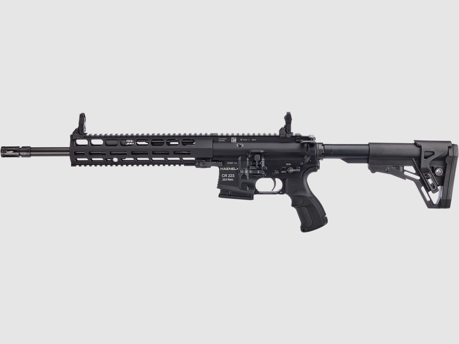 Haenel CR 223 M-LOK Handschutz Lauflänge 368 mm | Direktabzug | Handschutz lang | Schwarz | nicht sportlich zugelassen, Kal. .223 Rem.