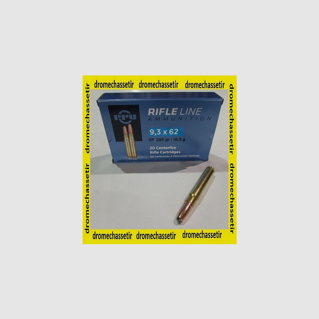 1 Schachtel mit 20 Patronen in 9,3×62, Partizan, 285 Grain, Soft Point SP