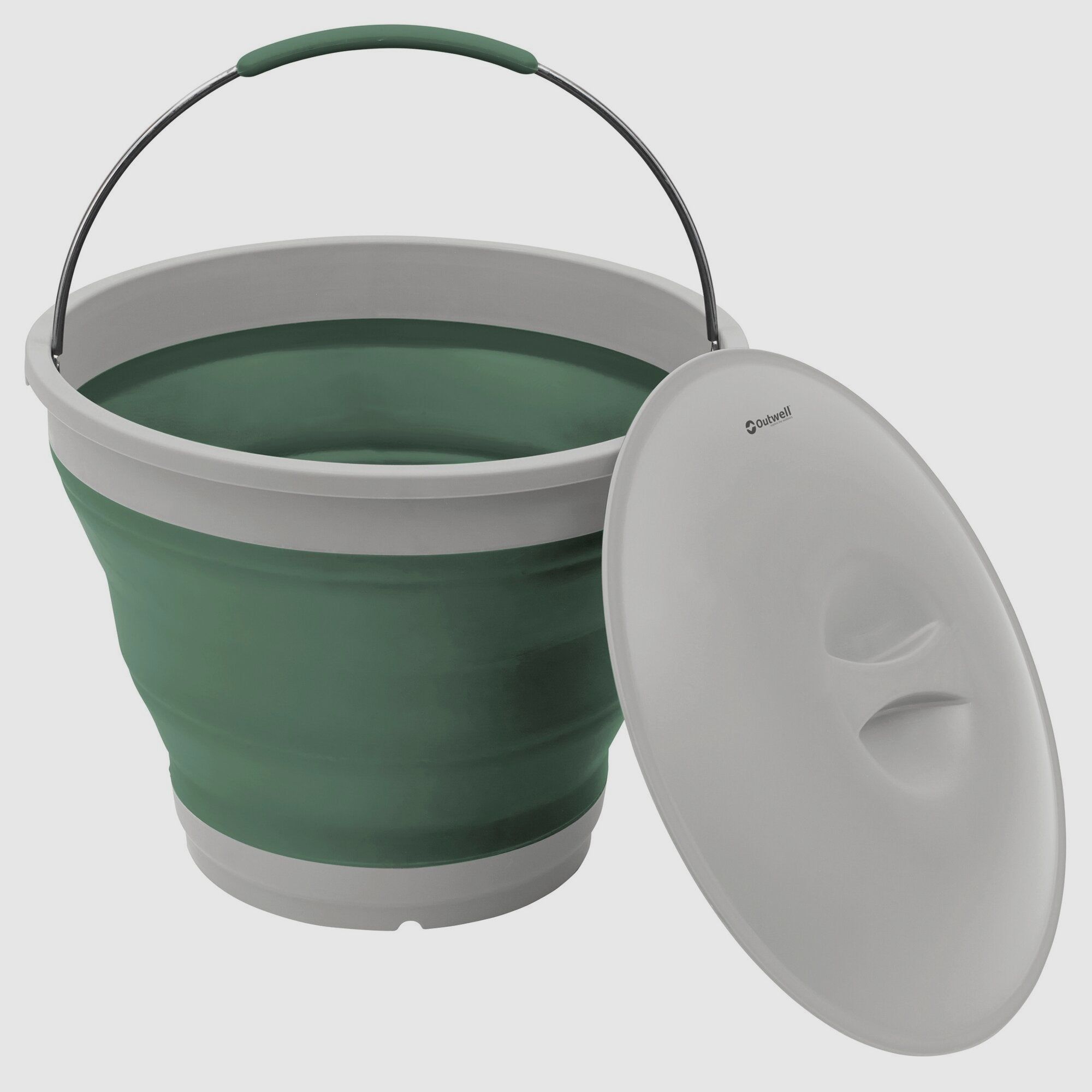 Foldable Bucket, Dark Green, image 2 of 4