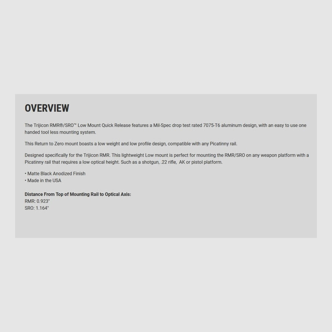 Trijicon RMR/SRO Schnellmontage Pic Niedrig