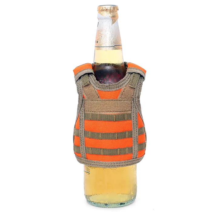 Mini beschermvest voor bierfles / wijnfles / thermosfles - Oranje-rood, afbeelding 1 van 7
