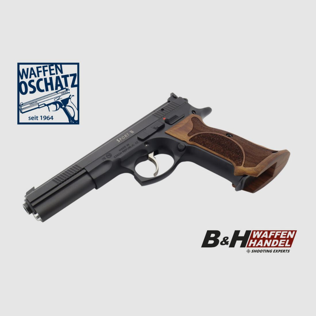 Waffen Oschatz Sport II SA/DA 6" Longslide Matchpistole Nussbaum Matchgriff original von Waffen-Oschatz Stuttgart CZ75