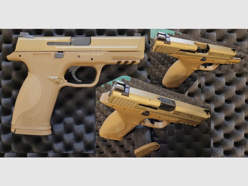 Neuwertig! Airsoft - VFC- Smith & Wesson M&P 9 mit Metallschlitten GBB - Farbe Tan