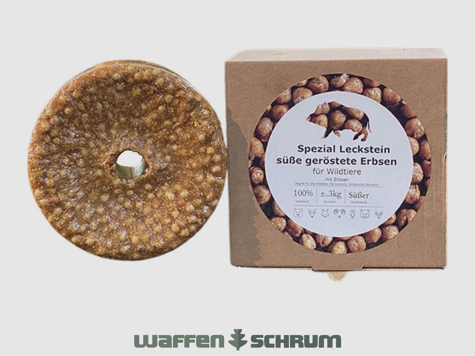Wildlutscher Spezial Leckstein 3 kg Geröstete Erbsen