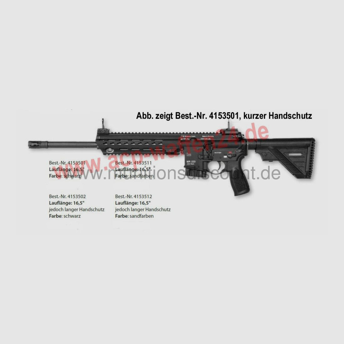 Heckler & Koch MR223 A3, long handguard, 16.5 inch barrel length