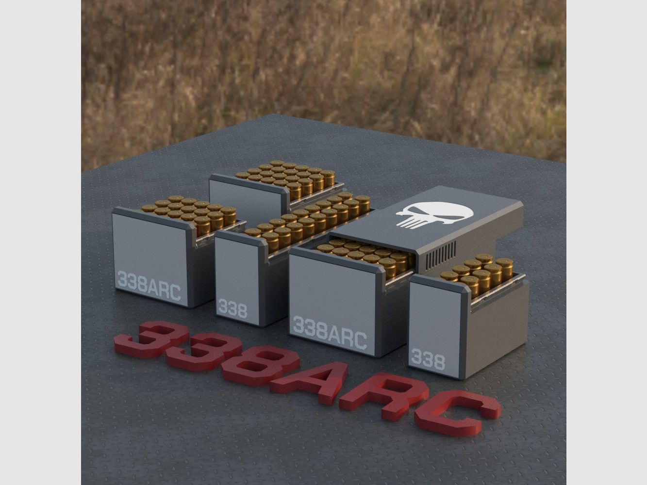 Filamelt Munitionsbox / Ammo Box .338 ARC – Patronenbox für 50 Schuss, Made in Germany