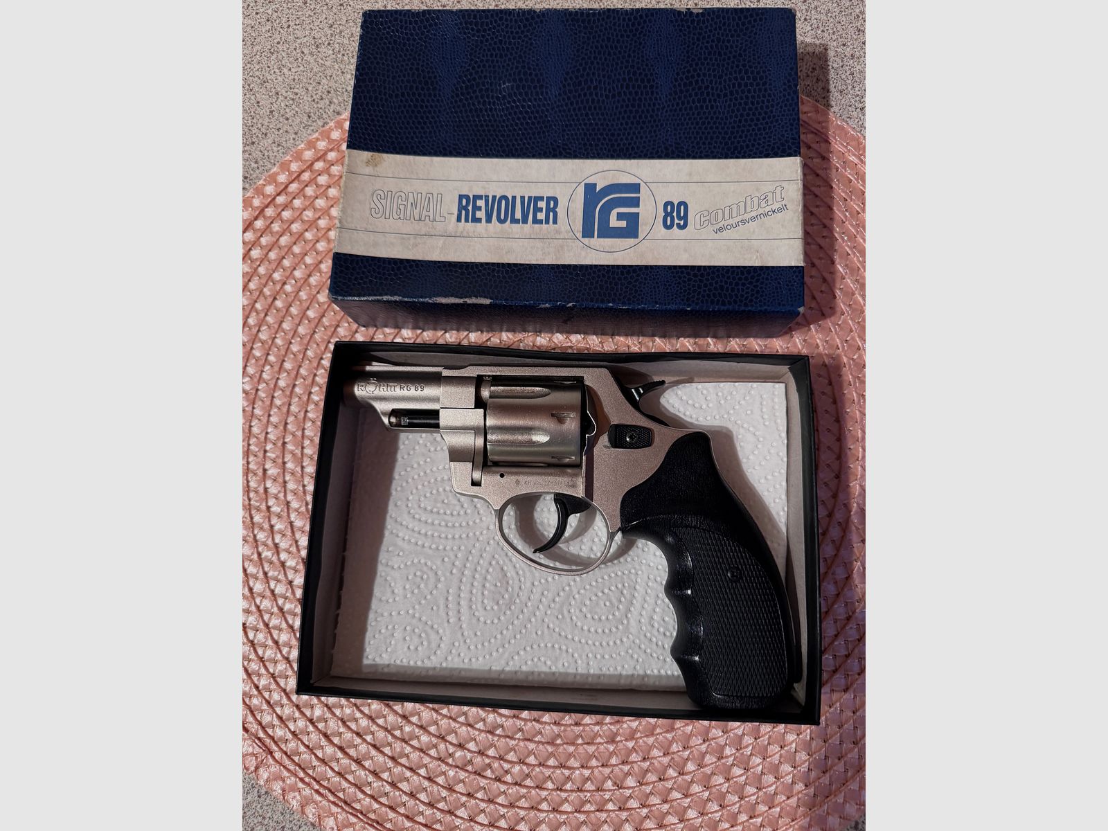 Röhm Gasrevolver (SRS) RG 89 Nickel Kal.9mm R Compatgriff 