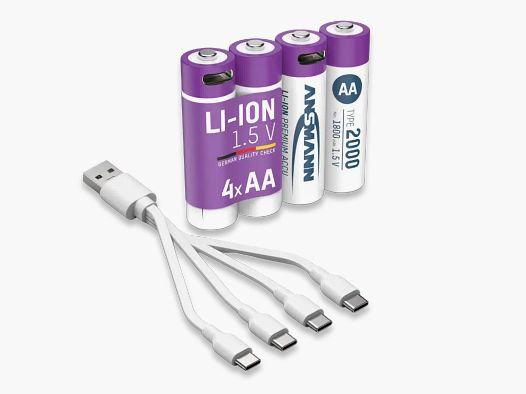Ansmann Li-Ion Akkus AA 4er-Pack inkl. Ladekabel