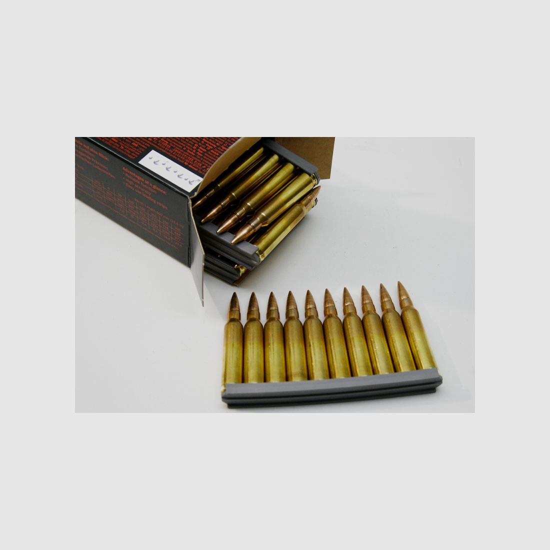 50 Schuss GECO SWISS .223 Rem. 63gr 4,1g Vollmantel Munition Patronen a. Ladestreifen 5,56 Schweizer