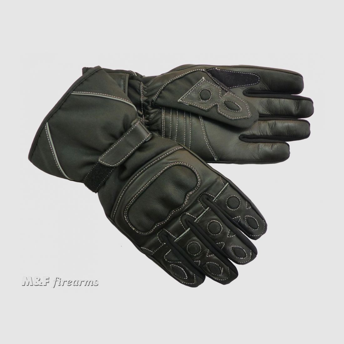 Biker-Handschuhe mit Protektoren Thinsulate 3M Vlies Hipora 3-Schicht Wasserprotektion und Scotchlite 3M Reflexionsnähten