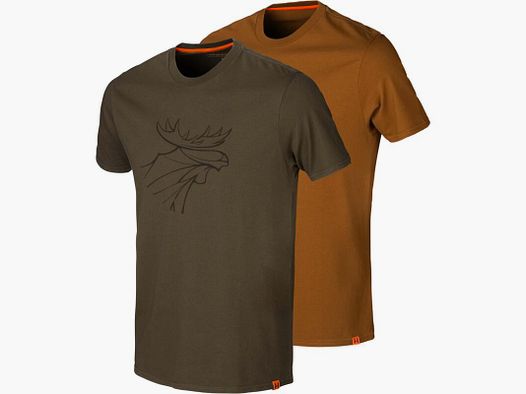 Härkila Graphic T-Shirt 2er Pack Willow green/Rustique Clay