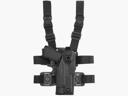 Oberschenkelholster QUANTUM Glock 17/18/31/47 + Surfire 300X/Streamlight TLR1/2-Schwarz-Linkshänder