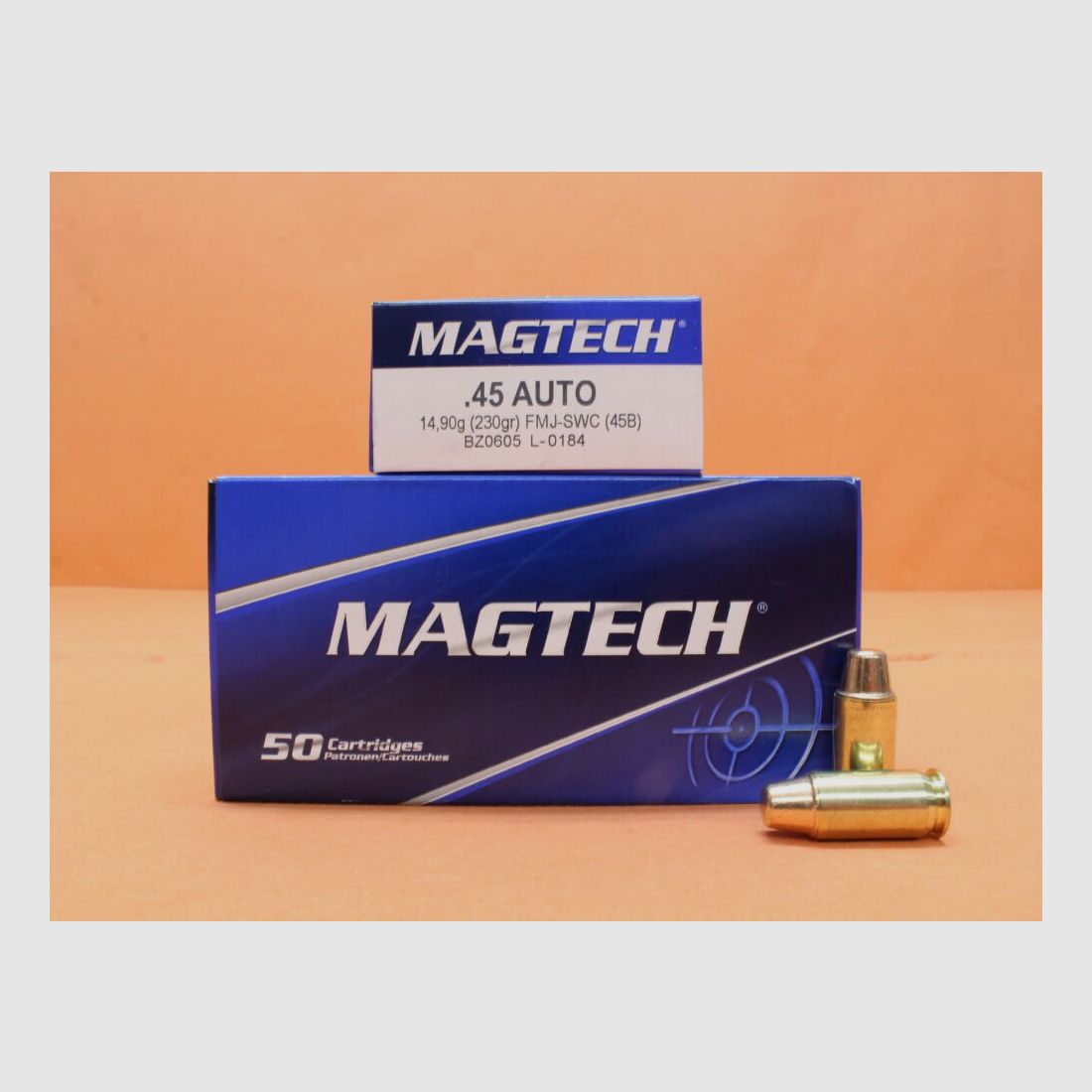 Magtech Patrone .45Auto Magtech 230grs FMJ/ FMC-SWC (45B) VE 50 Patronen/ 14,90g Vollmantel-Semi-Wadcutter