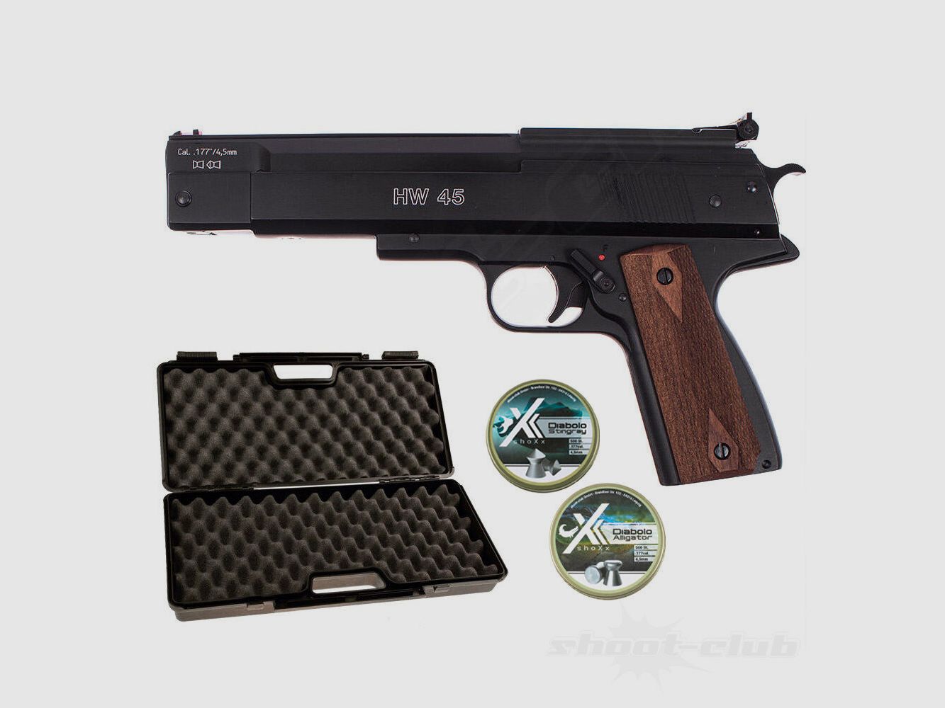 Weihrauch HW 45 air pistol set 4.5mm - blued