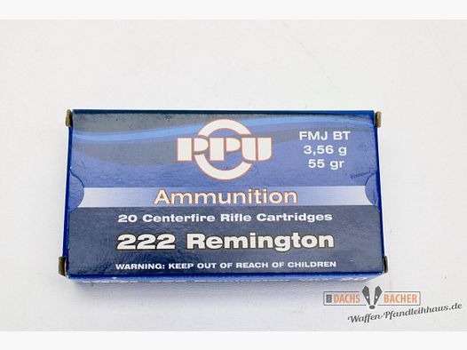 PPU Privi Partizan .222 Rem 3,56g/55gr FMJ BT 20 Schuß