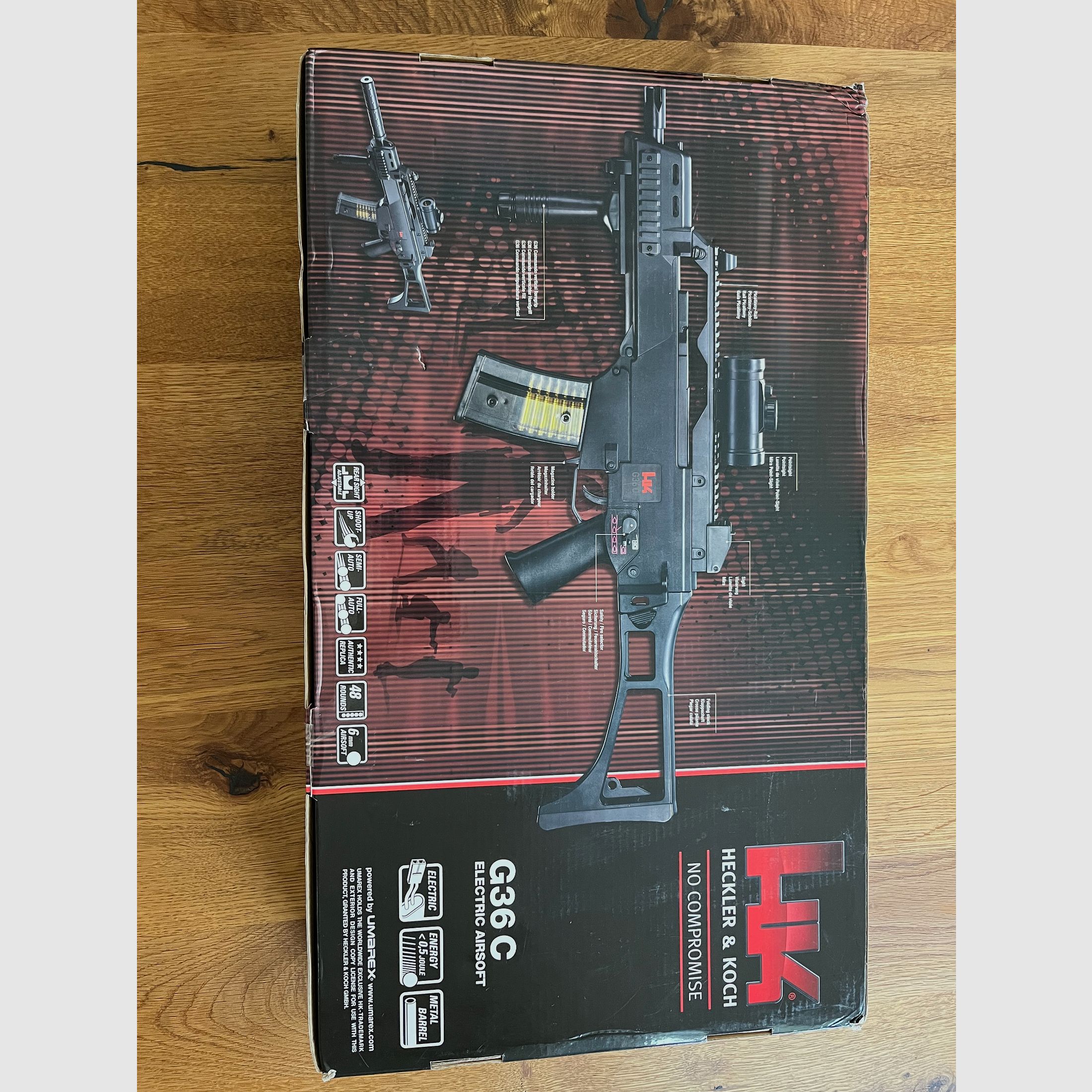 Umarex Airsoft Geweer G36C, elektrische Full-Auto Softairgeweer, aanvalsgeweer met 0,5 Joule, voor 6mm BB-ballen